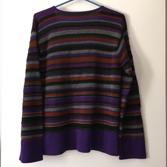 IRIS VON ARNIM Italy 100% Cashmere Mixed Knits Patterned Crew Sweater L - Picture 3 of 5
